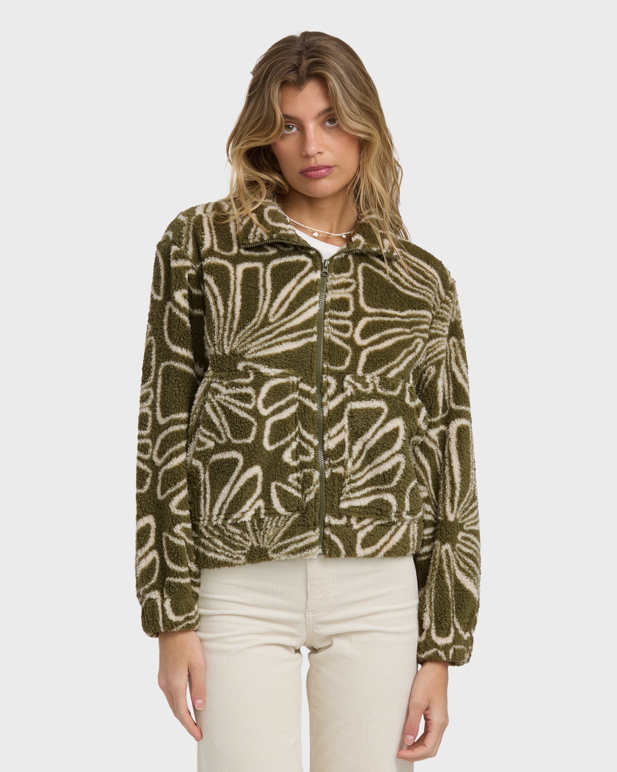 First Light Sherpa Front Zip Fleece - Martini Olive